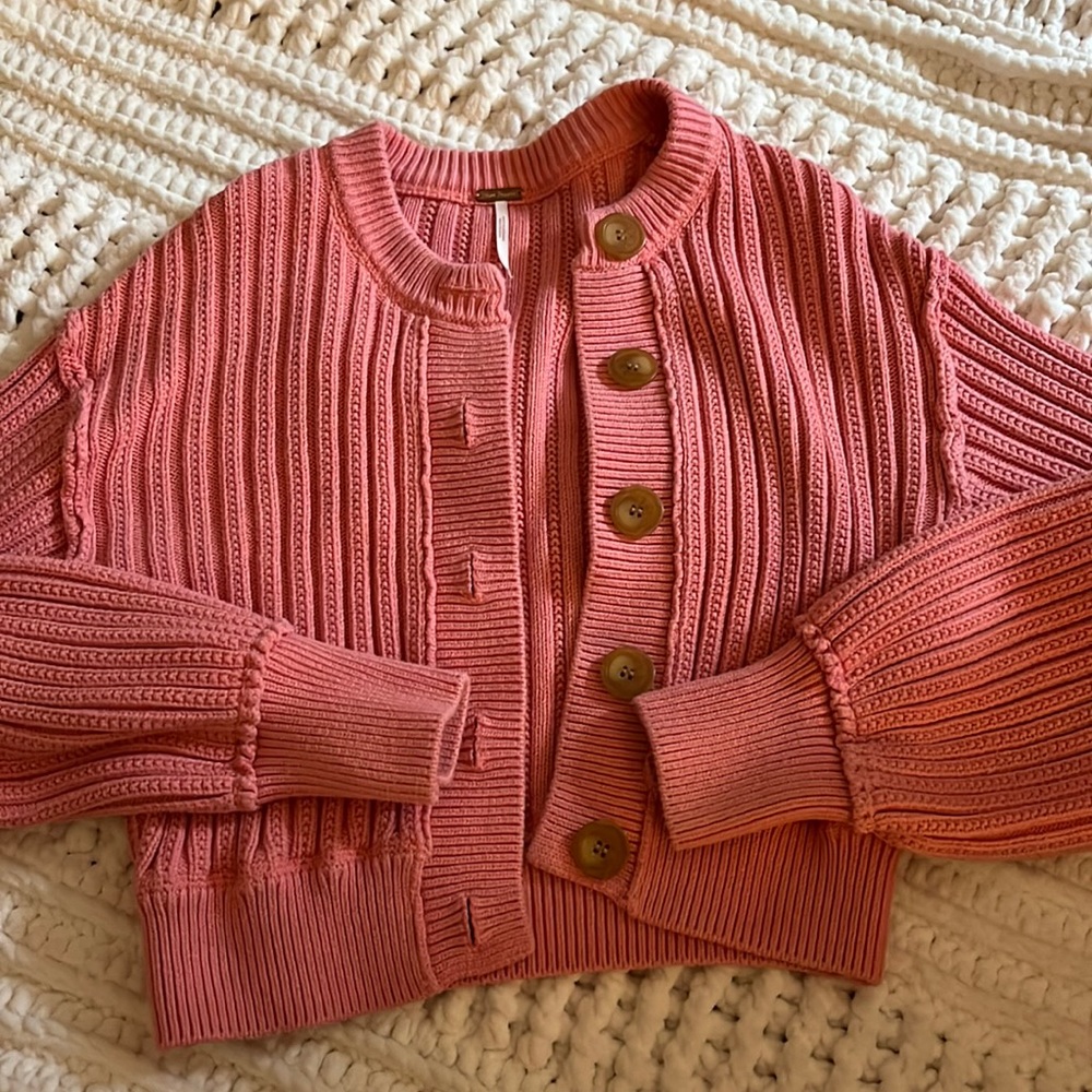 Free People pink cardigan size small